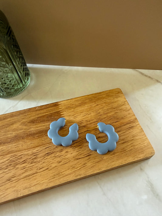 Periwinkle Scalloped Hoops