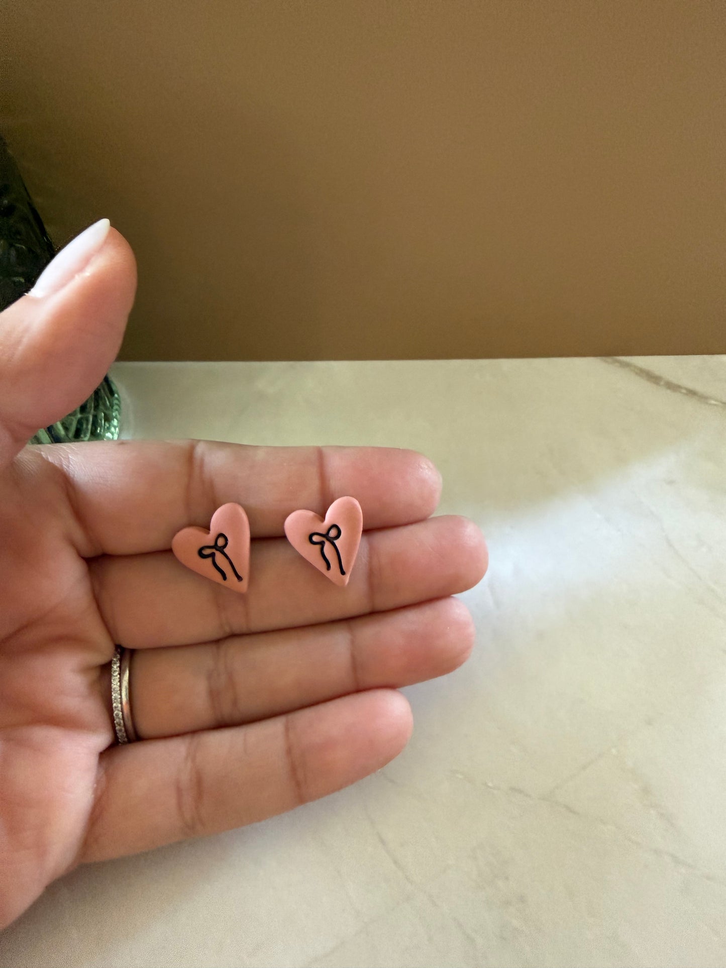 Bow Heart Studs
