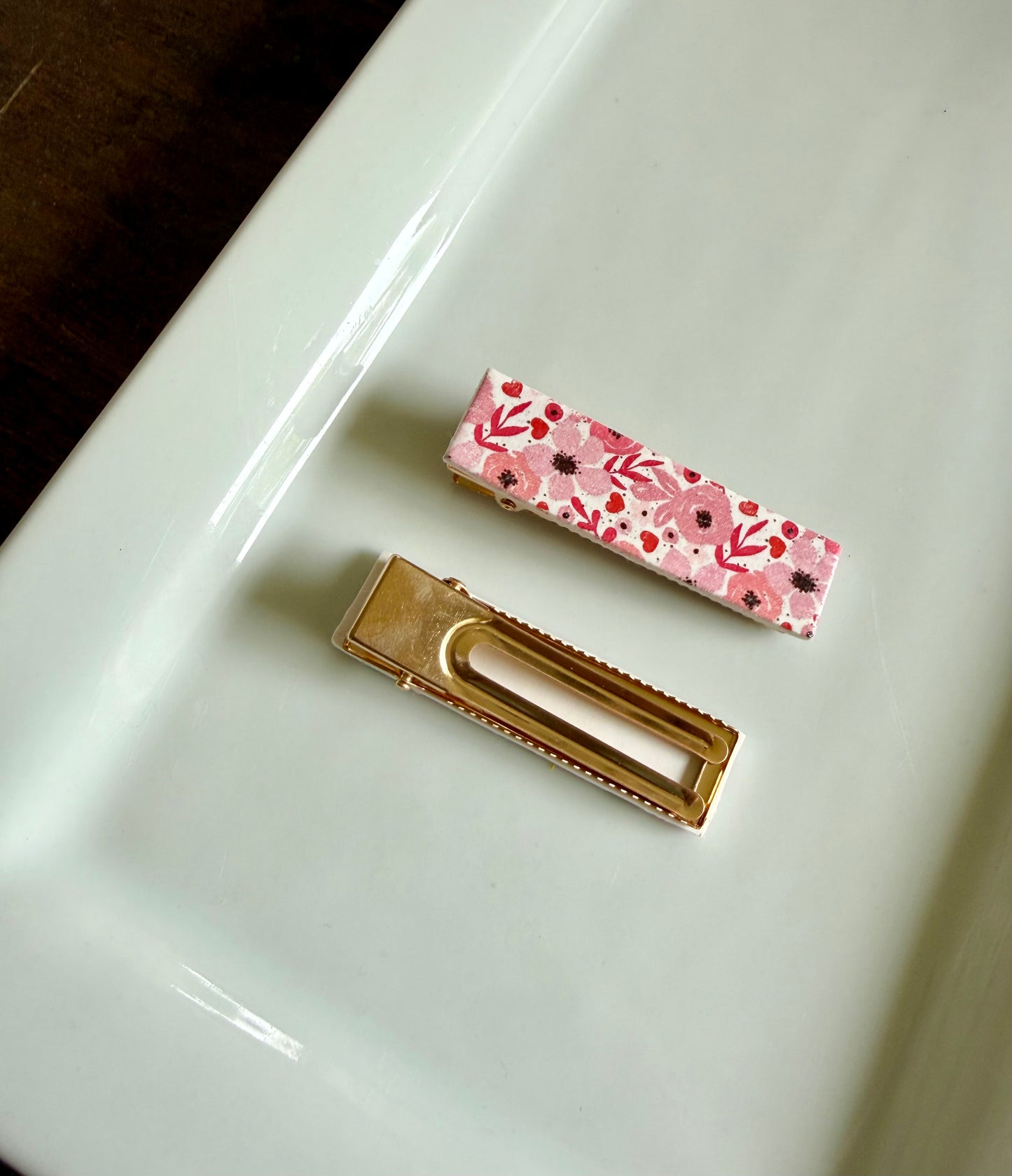 Pink Floral Barrette