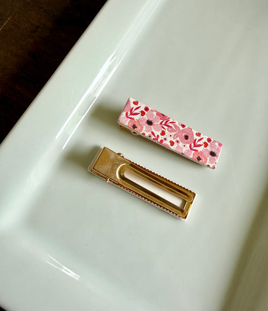 Pink Floral Barrette